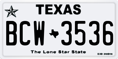 TX license plate BCW3536