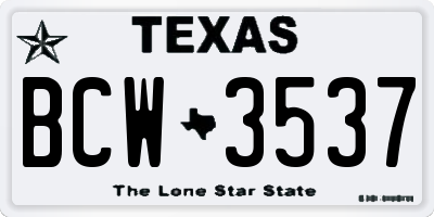 TX license plate BCW3537