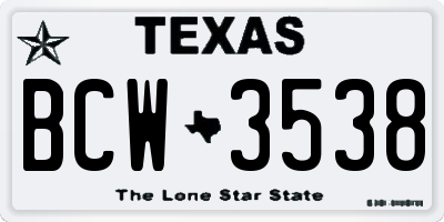 TX license plate BCW3538