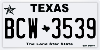 TX license plate BCW3539