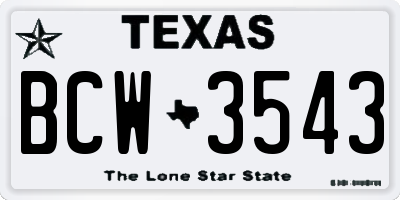 TX license plate BCW3543