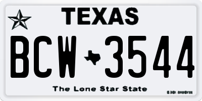 TX license plate BCW3544