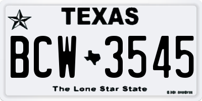 TX license plate BCW3545