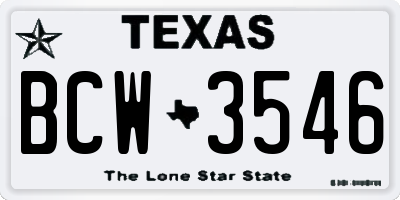 TX license plate BCW3546