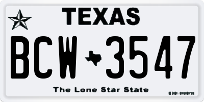 TX license plate BCW3547