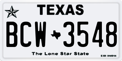 TX license plate BCW3548