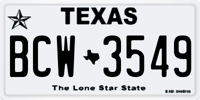 TX license plate BCW3549