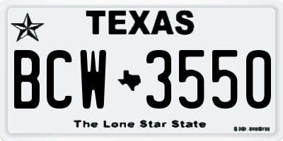 TX license plate BCW3550