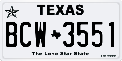 TX license plate BCW3551