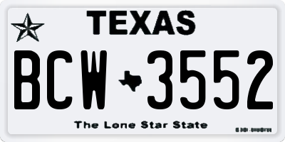 TX license plate BCW3552