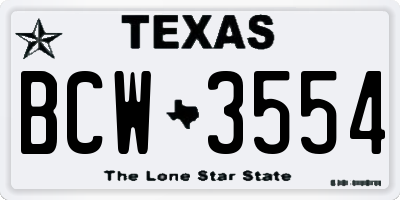 TX license plate BCW3554