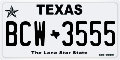 TX license plate BCW3555