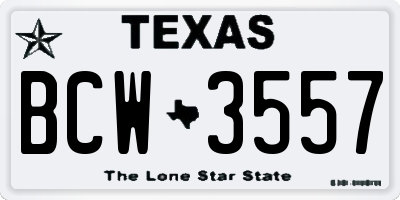 TX license plate BCW3557