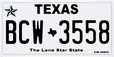 TX license plate BCW3558