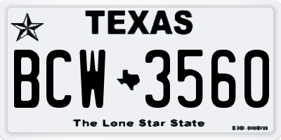 TX license plate BCW3560