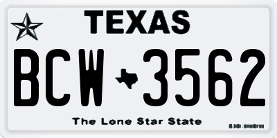 TX license plate BCW3562