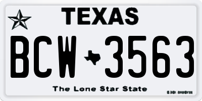 TX license plate BCW3563