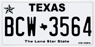TX license plate BCW3564