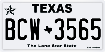 TX license plate BCW3565