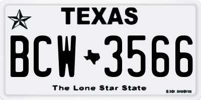 TX license plate BCW3566
