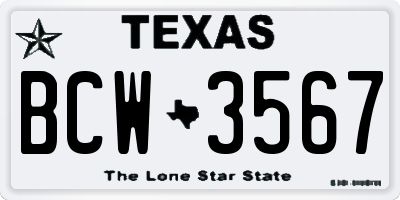 TX license plate BCW3567