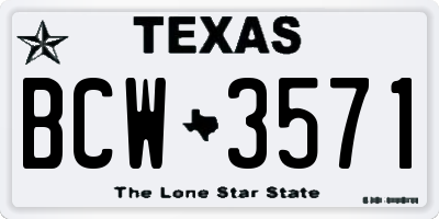 TX license plate BCW3571