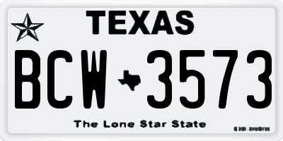 TX license plate BCW3573