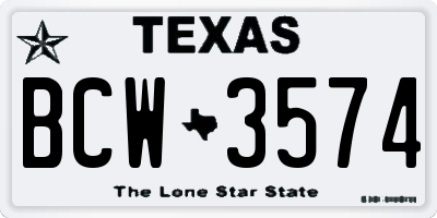TX license plate BCW3574