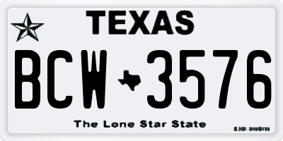 TX license plate BCW3576
