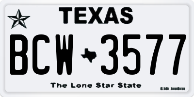 TX license plate BCW3577