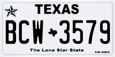 TX license plate BCW3579