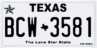 TX license plate BCW3581