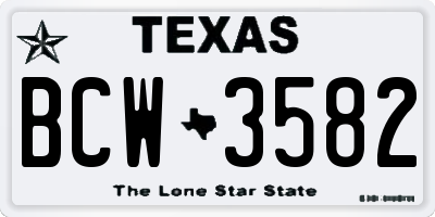 TX license plate BCW3582