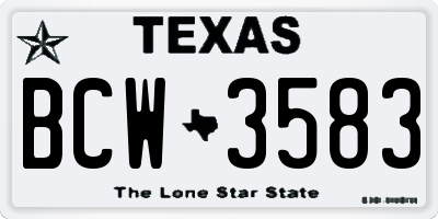 TX license plate BCW3583