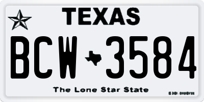 TX license plate BCW3584
