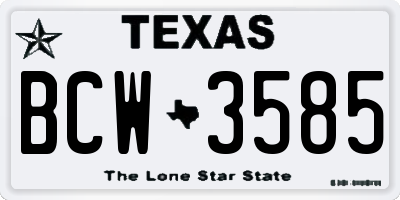 TX license plate BCW3585