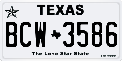 TX license plate BCW3586