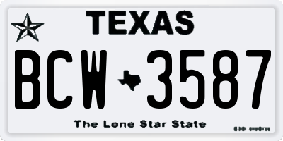 TX license plate BCW3587