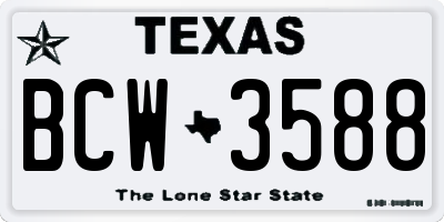 TX license plate BCW3588