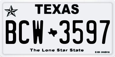 TX license plate BCW3597