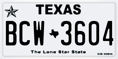 TX license plate BCW3604