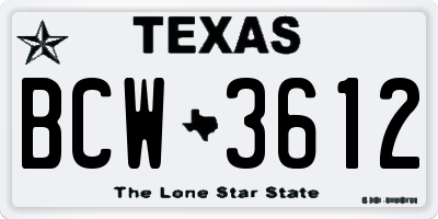 TX license plate BCW3612