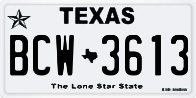 TX license plate BCW3613