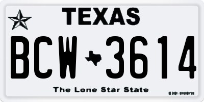 TX license plate BCW3614