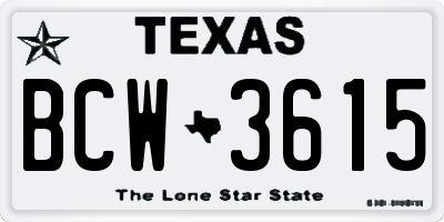 TX license plate BCW3615