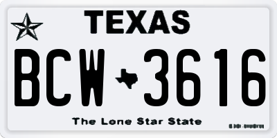 TX license plate BCW3616
