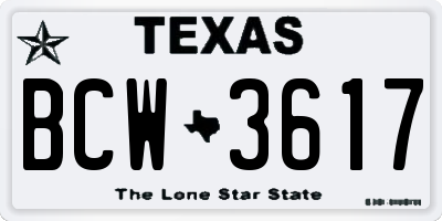 TX license plate BCW3617