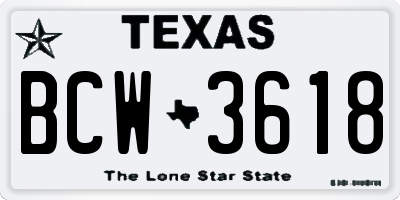 TX license plate BCW3618