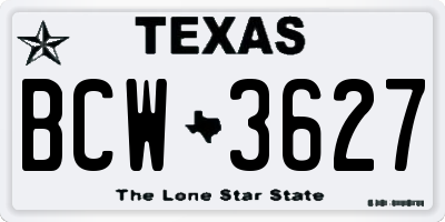 TX license plate BCW3627