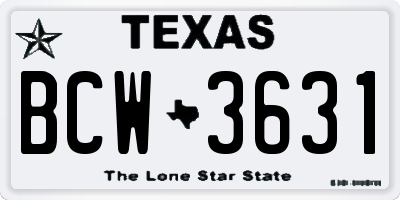 TX license plate BCW3631